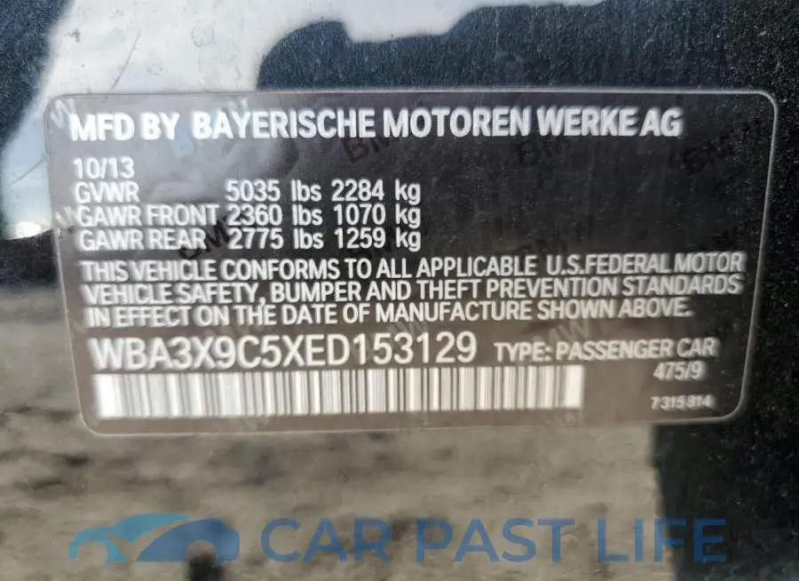 WBA3X9C5XED153129# 13