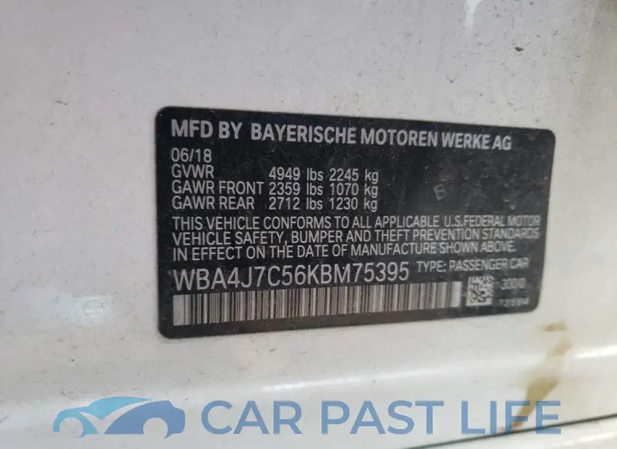 WBA4J7C56KBM75395# 12