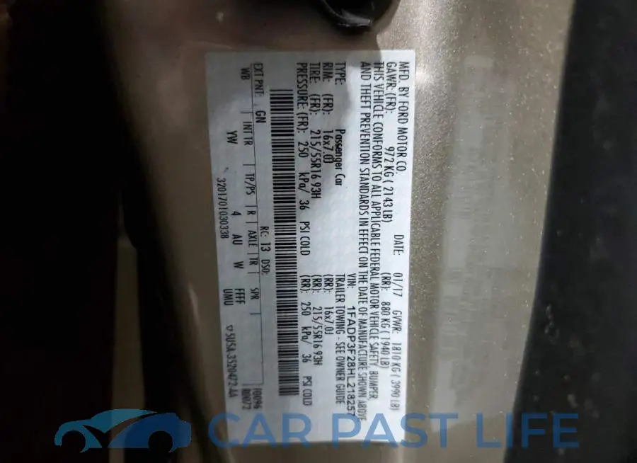 1FADP3F28HL218257# 12