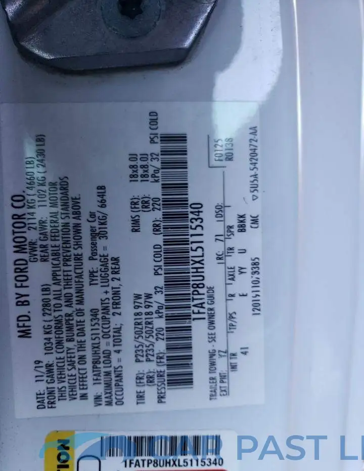 1FATP8UHXL5115340# 12