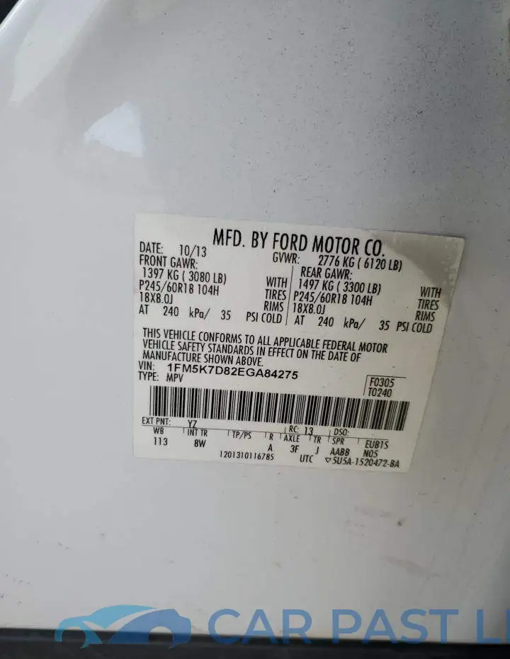 1FM5K7D82EGA84275# 12