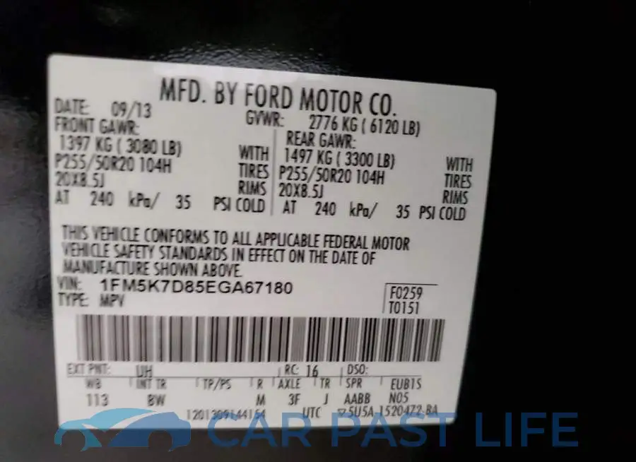 1FM5K7D85EGA67180# 14