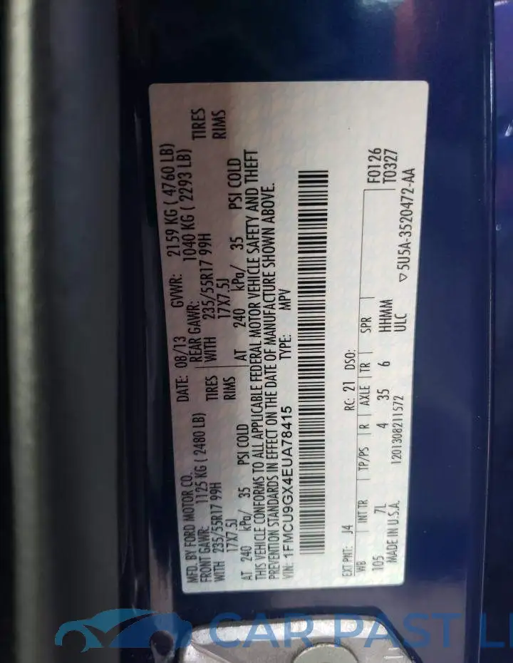 1FMCU9GX4EUA78415# 12