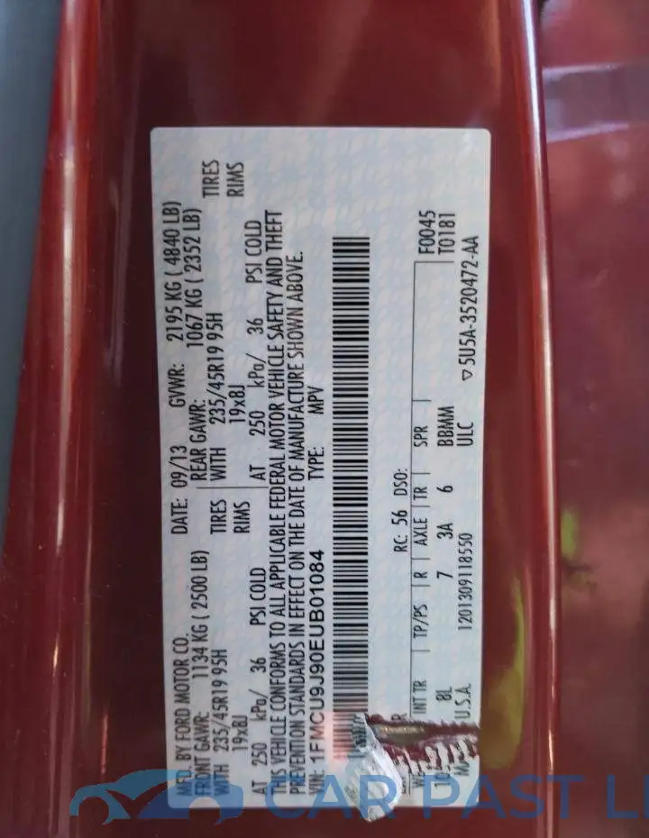 1FMCU9J90EUB01084# 12