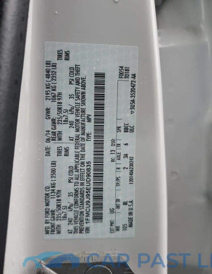 1FMCU9J95EUD90835# 12