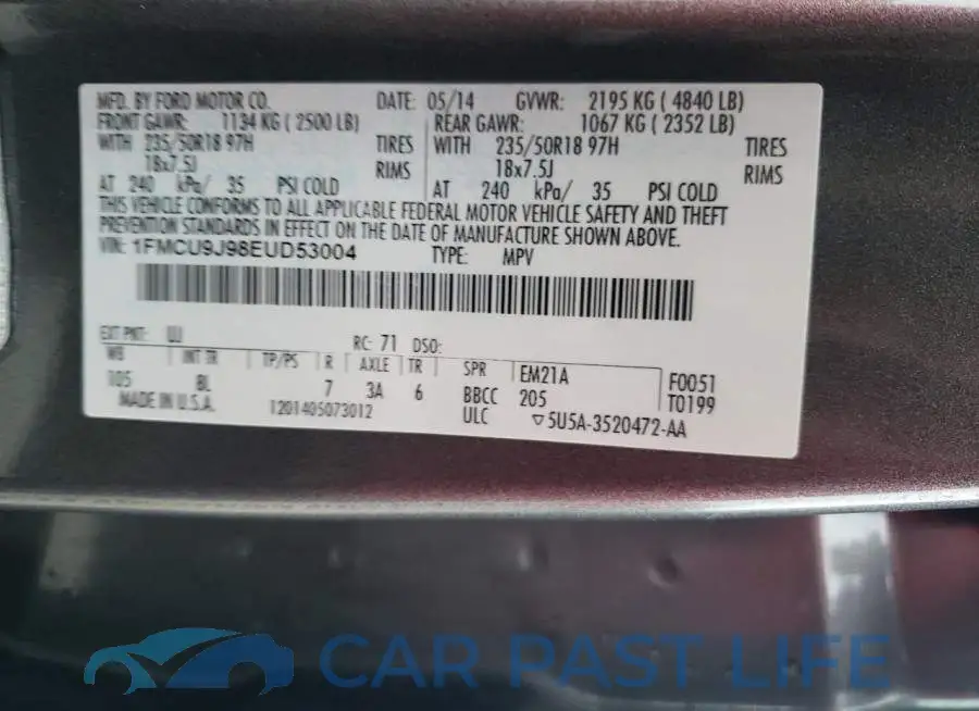 1FMCU9J98EUD53004# 12