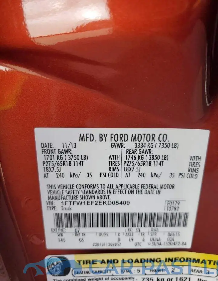 1FTFW1EF2EKD05409# 12