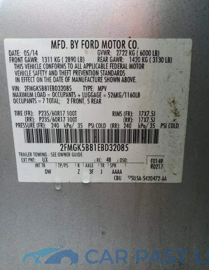 2FMGK5B81EBD32085# 14