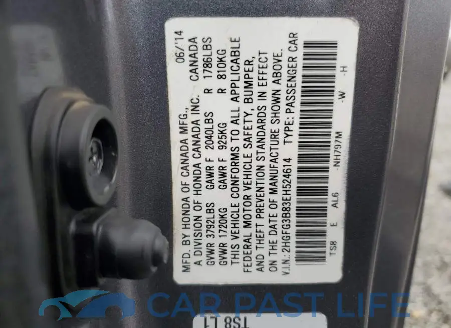 2HGFG3B83EH524614# 12