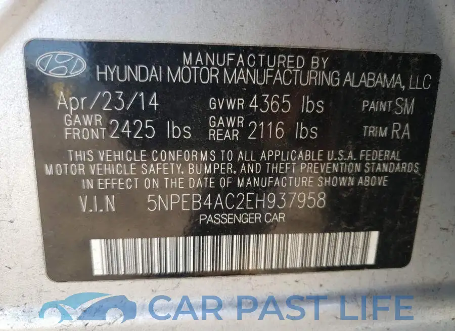 5NPEB4AC2EH937958# 12