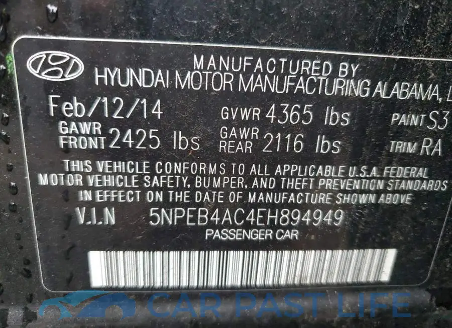 5NPEB4AC4EH894949# 12