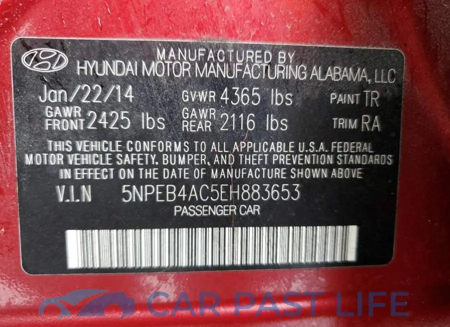 5NPEB4AC5EH883653# 12