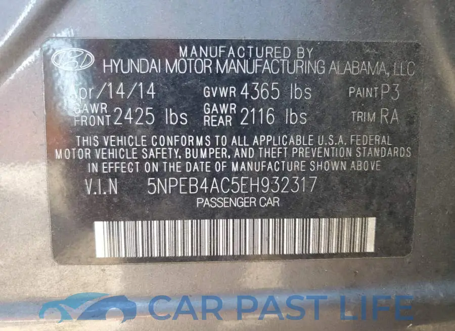 5NPEB4AC5EH932317# 12