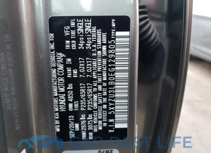 5XYZU3LB0EG129805# 13