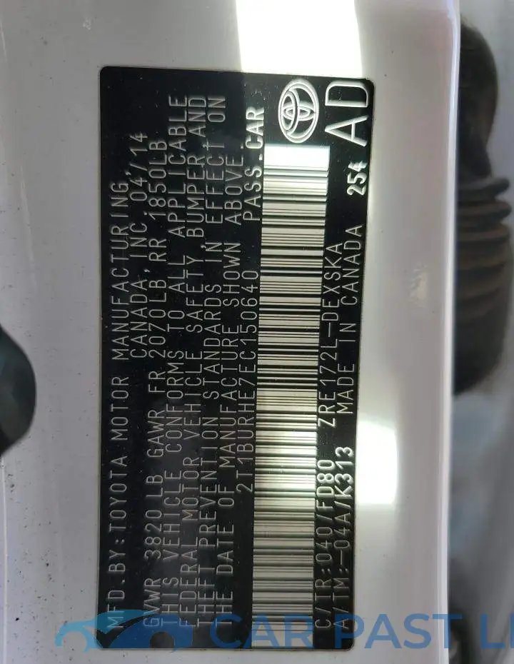 2T1BURHE7EC150640# 12