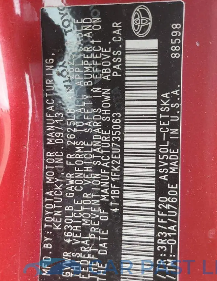 4T1BF1FK2EU735063# 12