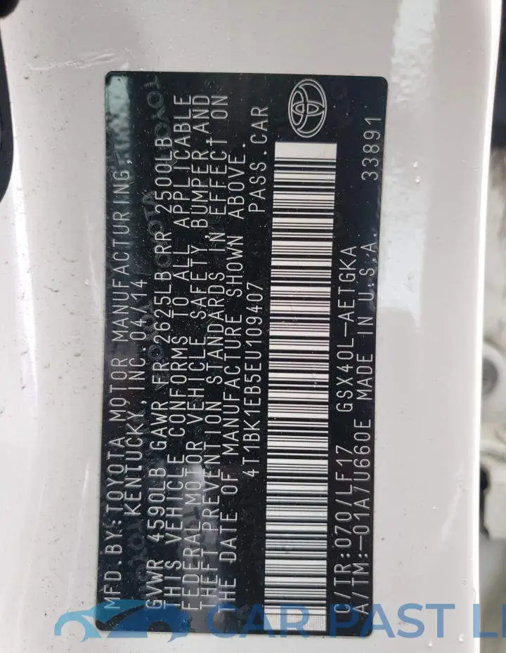 4T1BK1EB5EU109407# 12