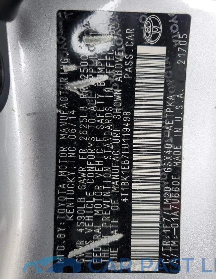 4T1BK1EB7EU119498# 12