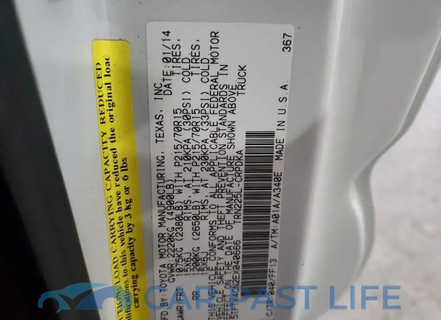 5TFTX4CN2EX040666# 12
