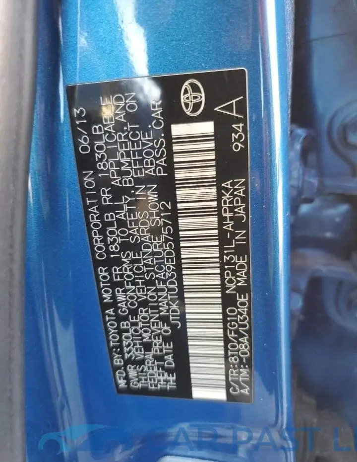 JTDKTUD39ED575712# 12