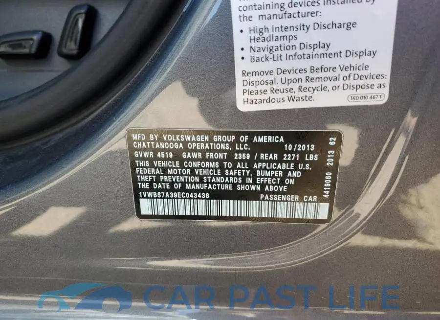 1VWBS7A39EC043436# 12