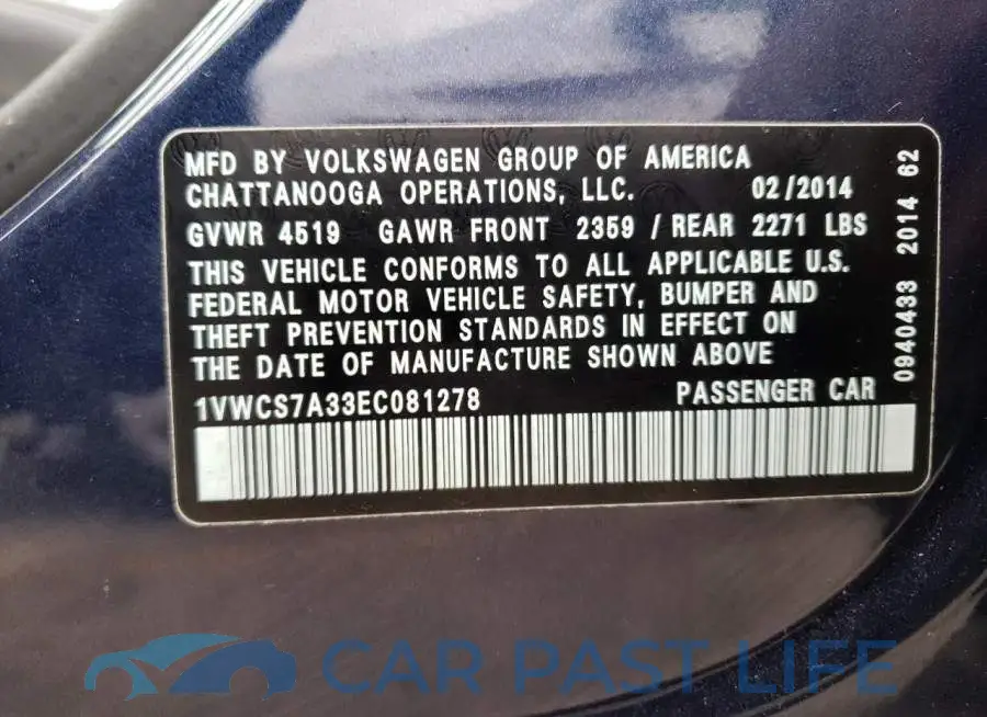 1VWCS7A33EC081278# 12