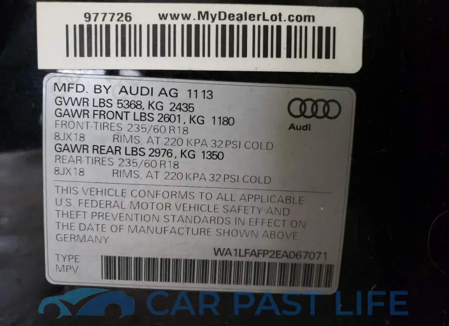 WA1LFAFP2EA067071# 12