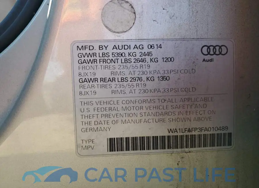 WA1LFAFP3FA010489# 12