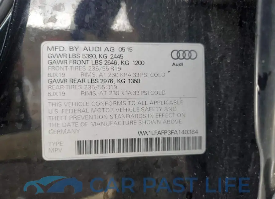 WA1LFAFP3FA140384# 12
