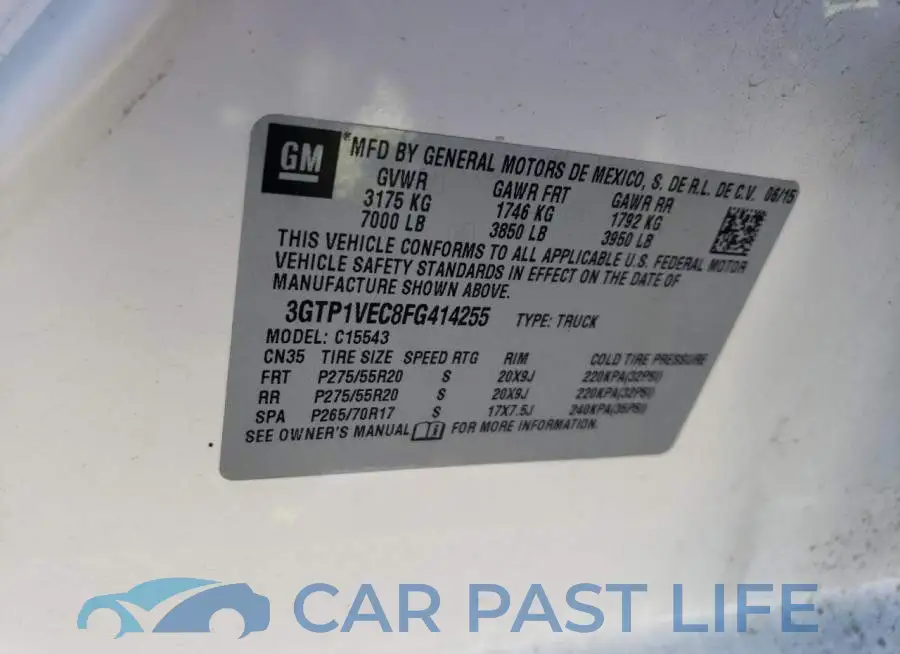 3GTP1VEC8FG414255# 12