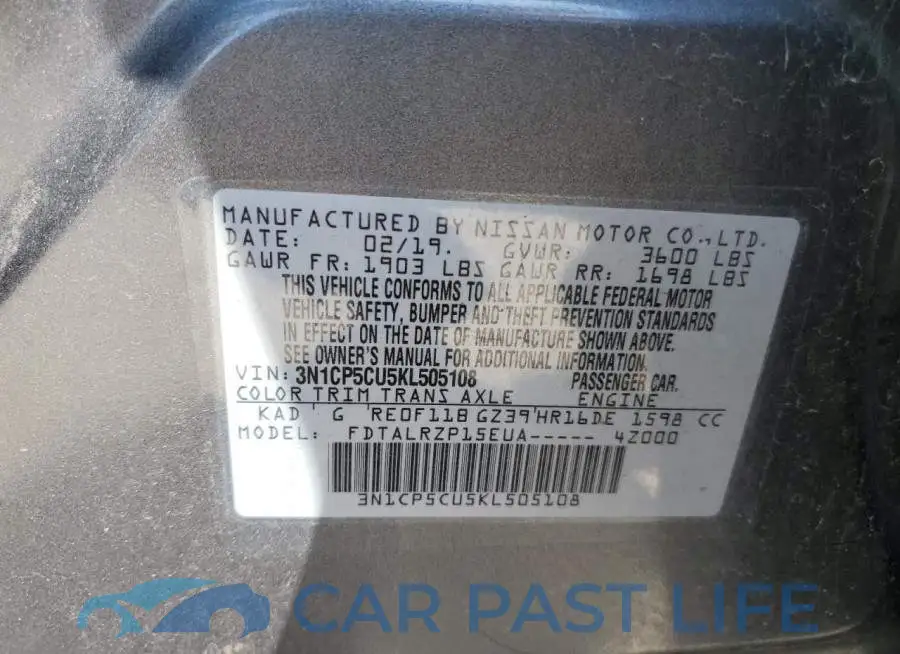 3N1CP5CU5KL505108# 12