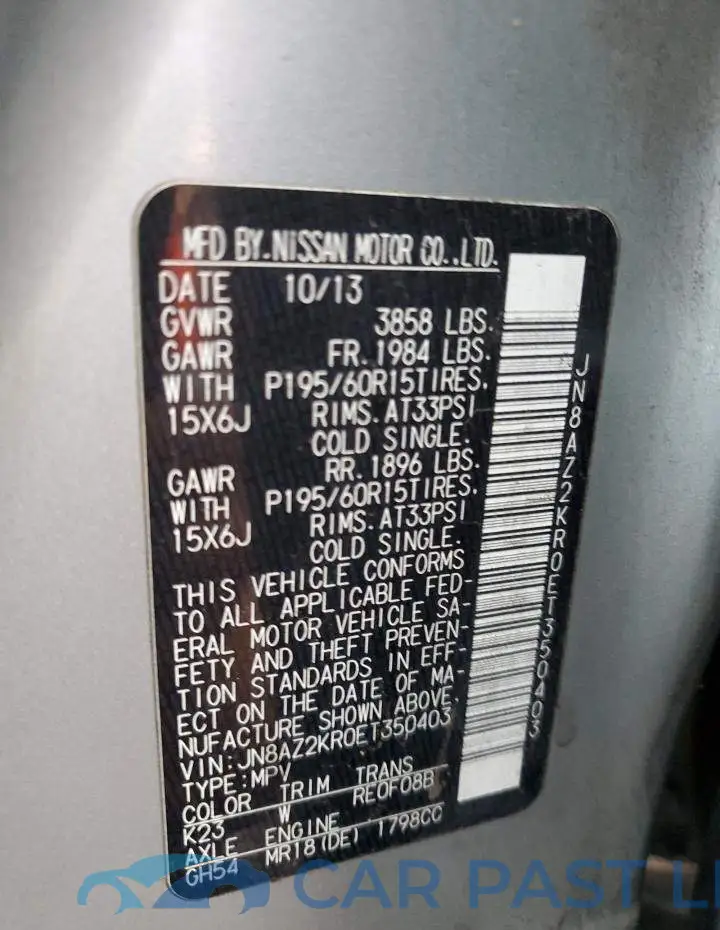 JN8AZ2KR0ET350403# 12