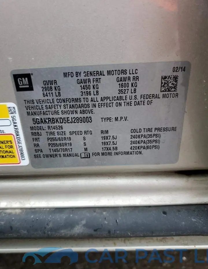 5GAKRBKD5EJ289003# 12