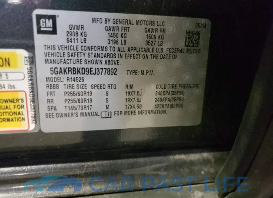 5GAKRBKD9EJ377892# 12