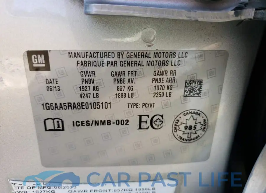 1G6AA5RA8E0105101# 12