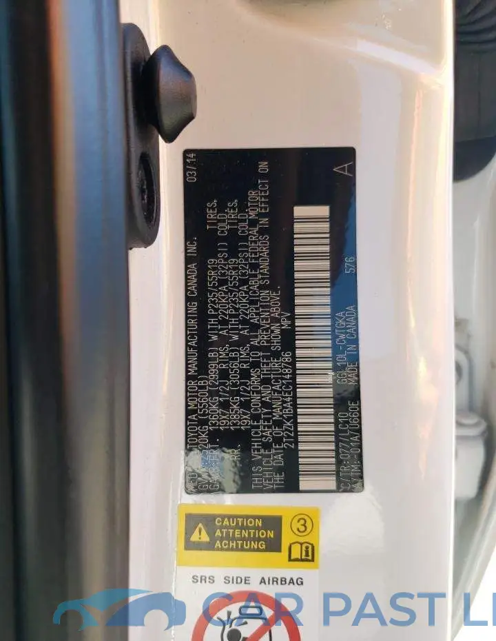 2T2ZK1BA4EC148786# 12
