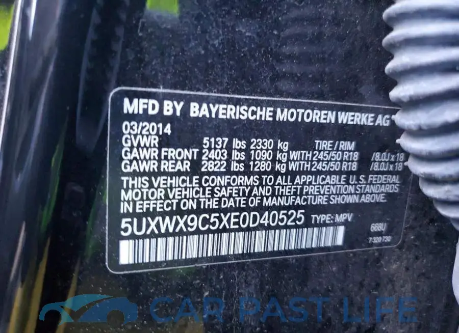 5UXWX9C5XE0D40525# 12