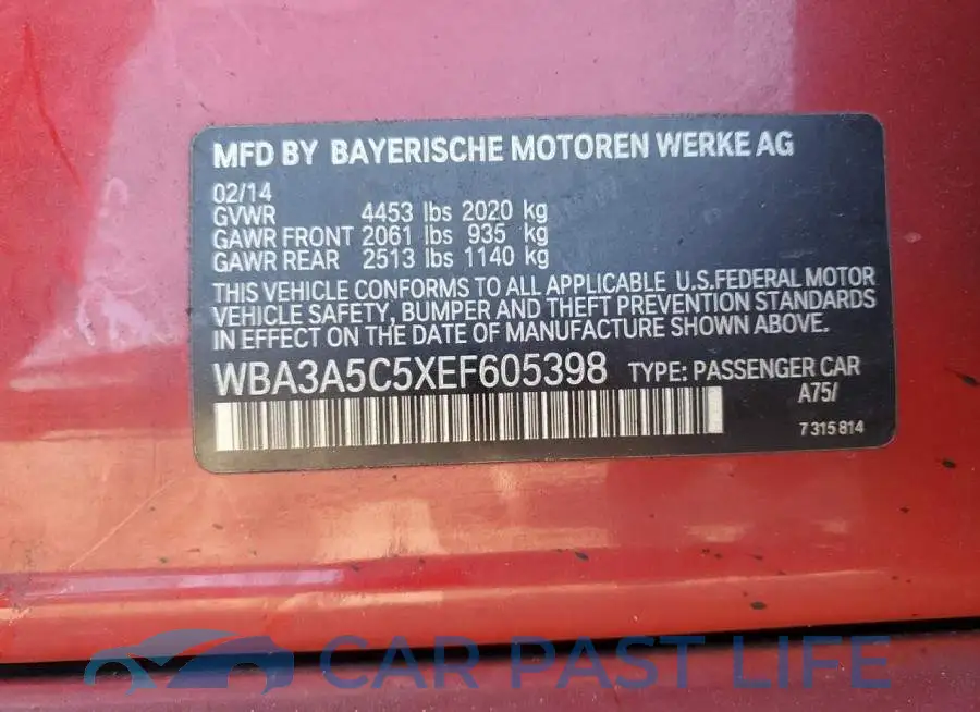 WBA3A5C5XEF605398# 12
