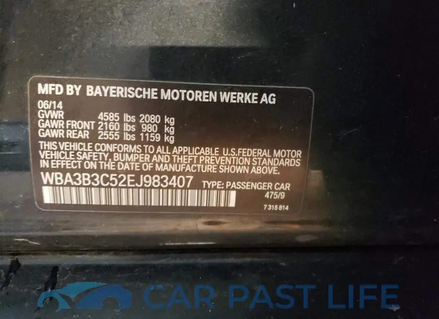 WBA3B3C52EJ983407# 12
