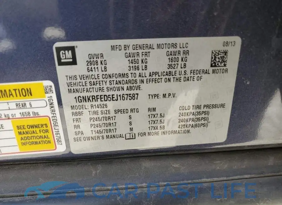 1GNKRFED5EJ167587# 14