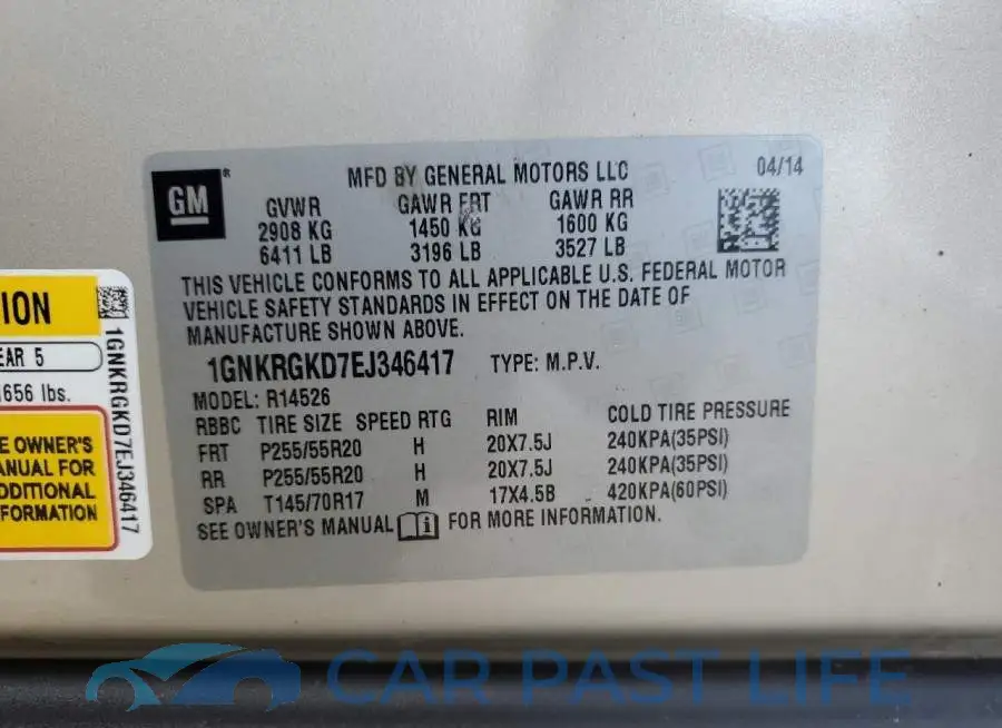 1GNKRGKD7EJ346417# 13