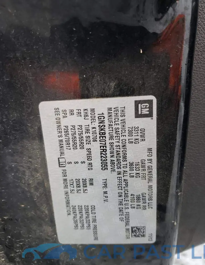 1GNSKBE07ER223055# 14