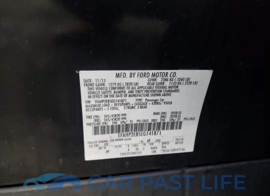 1FAHP2E85EG141871# 12