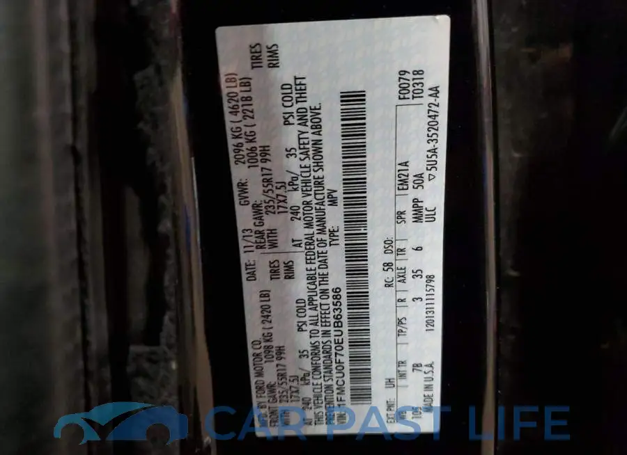 1FMCU0F70EUB63586# 12