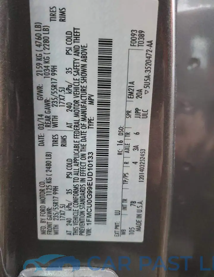 1FMCU0G99EUD10133# 12