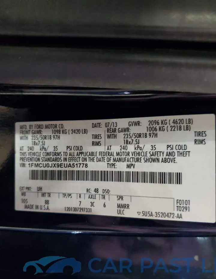 1FMCU0JX9EUA51778# 12
