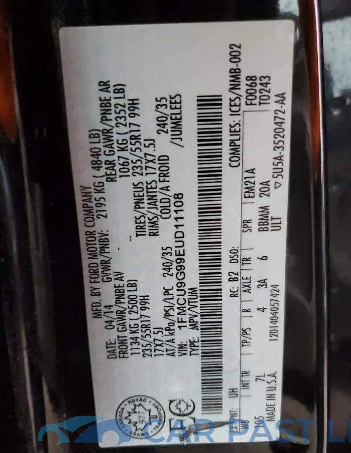 1FMCU9G99EUD11108# 14
