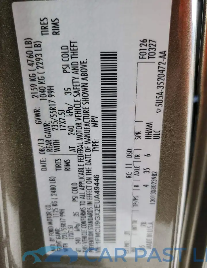 1FMCU9GX2EUA49446# 13