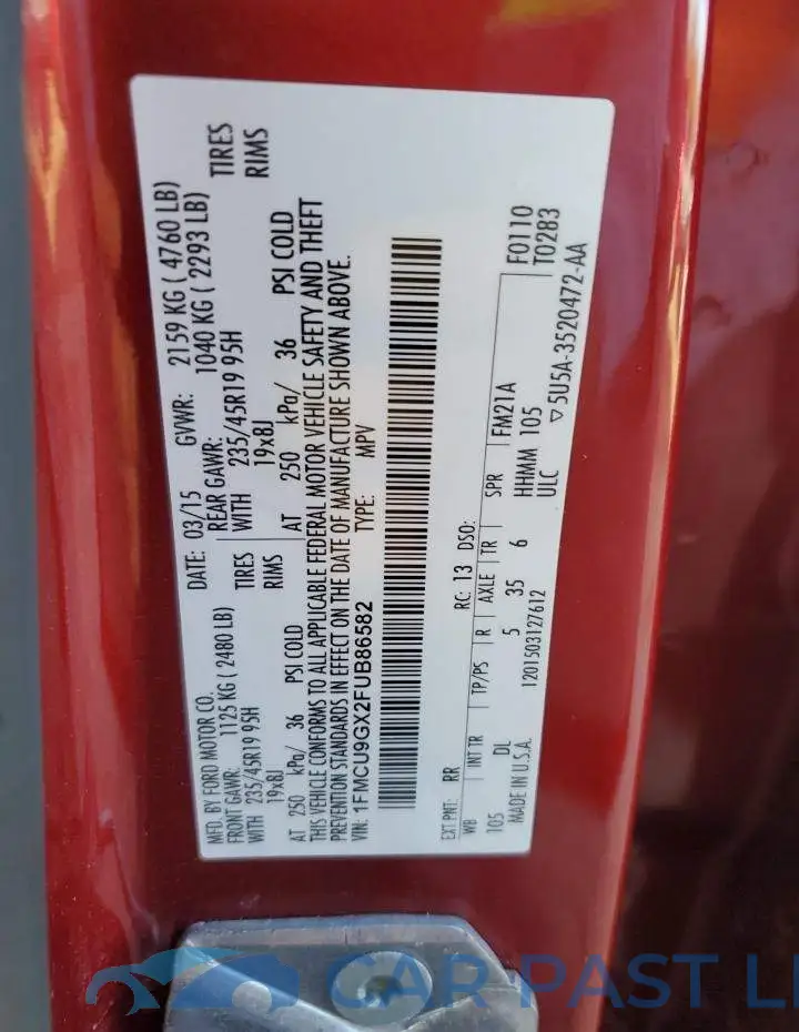 1FMCU9GX2FUB86582# 14