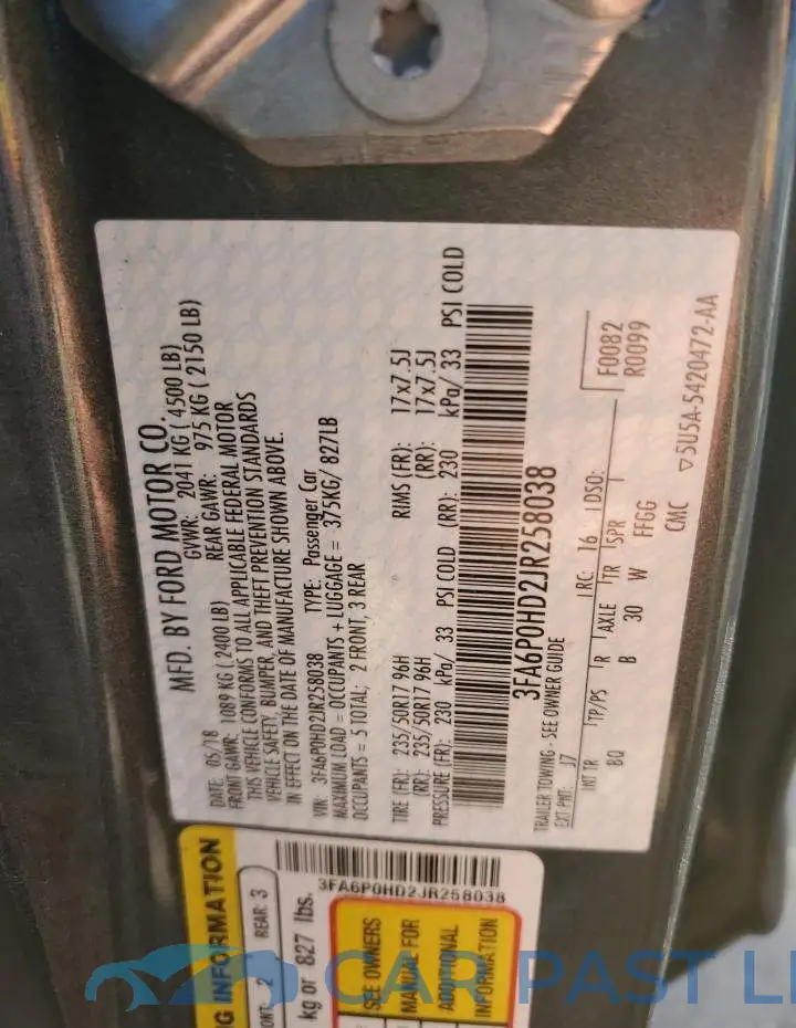 3FA6P0HD2JR258038# 12